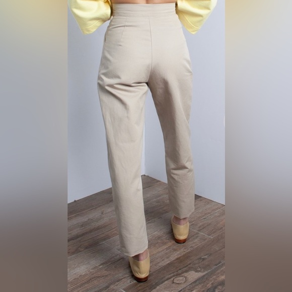 ILANA KOHN Beige High Waisted HUXIE PANTS in TOAST - Picture 4 of 9